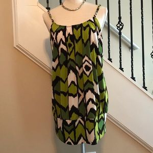 Cato Braided Olive Lime Spaghetti Strap Tunic Dres